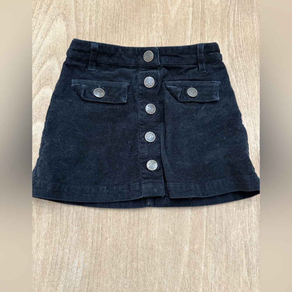 Jcrew crew cuts black Girls' corduroy button-front mini skirt size 4